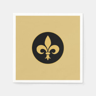 Serviette En Papier Fleur-de-Lis dorée sur fond doré