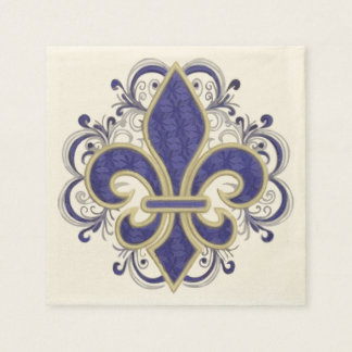 Serviette En Papier Fleur de Lis Floral Vintage