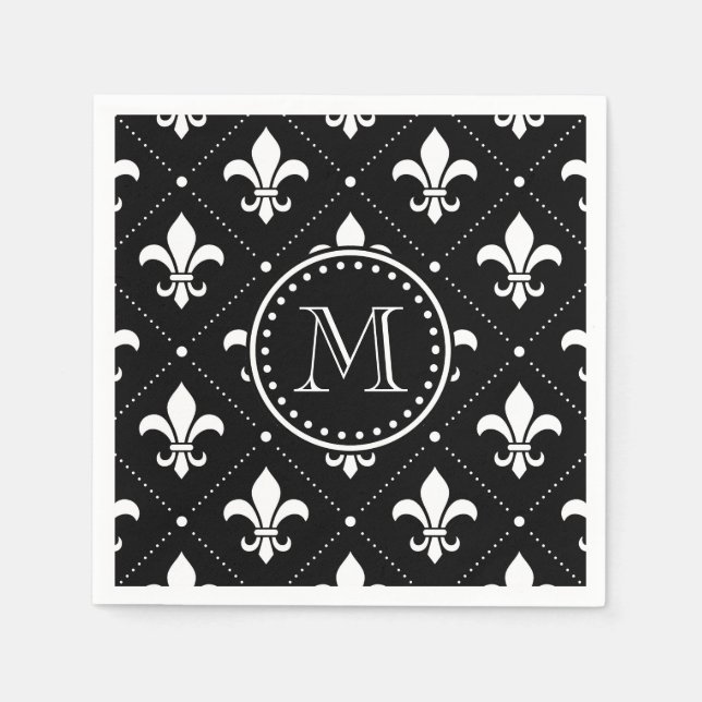 Serviette En Papier Fleur De Lis Motif (Devant)