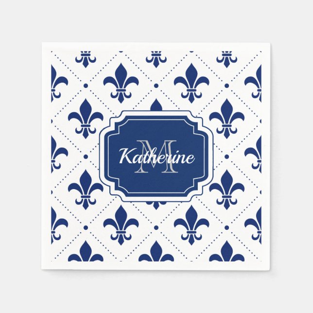 Serviette En Papier Fleur de lis Motif (Devant)