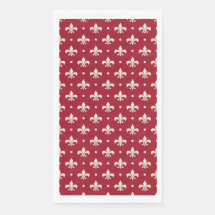 Serviette En Papier Fleur de Lis motif sur arrière - plan rouge