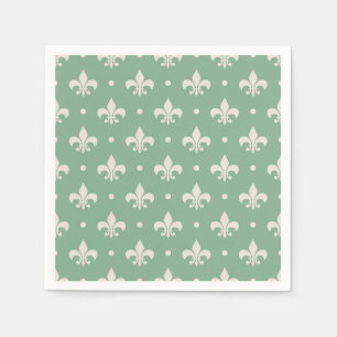 Serviette En Papier Fleur de Lis motif sur arrière - plan vert
