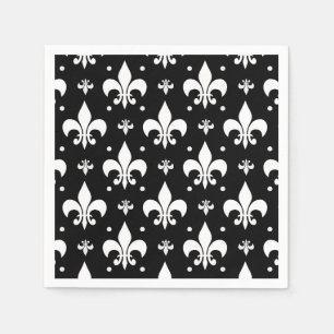 Serviette En Papier Fleur de lis noir design Motif