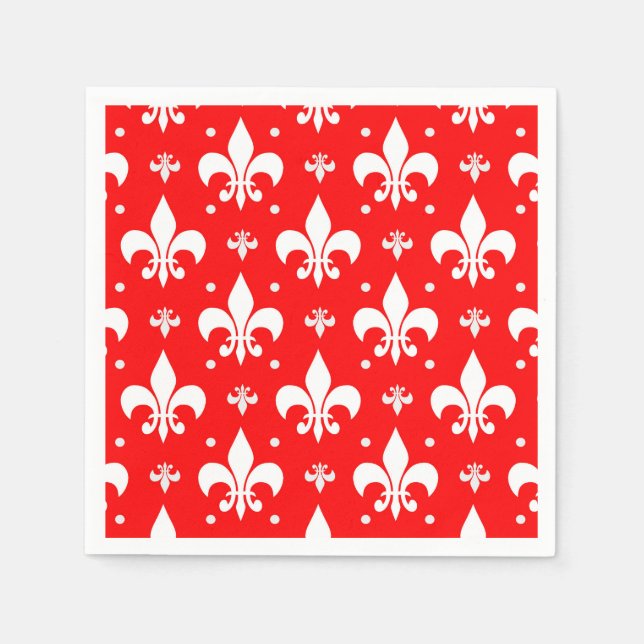 Serviette En Papier Fleur de lis rouge Motif (Devant)