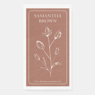 Serviette En Papier Fleur de logo de marque encadré beige terracotta