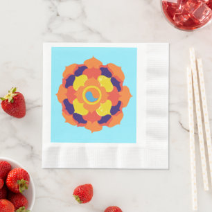 Serviette En Papier Fleur de Lotus colorée Yin & Yang Mandala