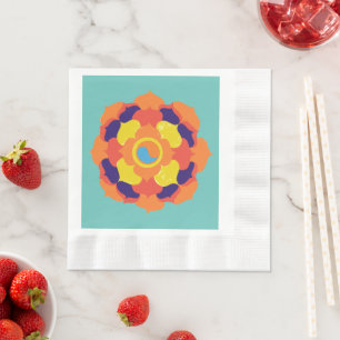 Serviette En Papier Fleur de Lotus colorée Yin & Yang Mandala