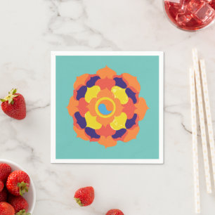 Serviette En Papier Fleur de Lotus colorée Yin & Yang Mandala