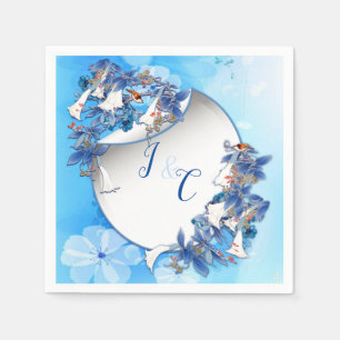 Serviette En Papier Fleur de lune d'aquarelle blanche