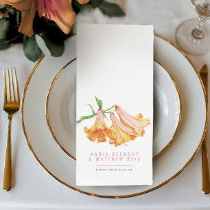 Serviette En Papier Fleur de lys orange aquarelle mariage