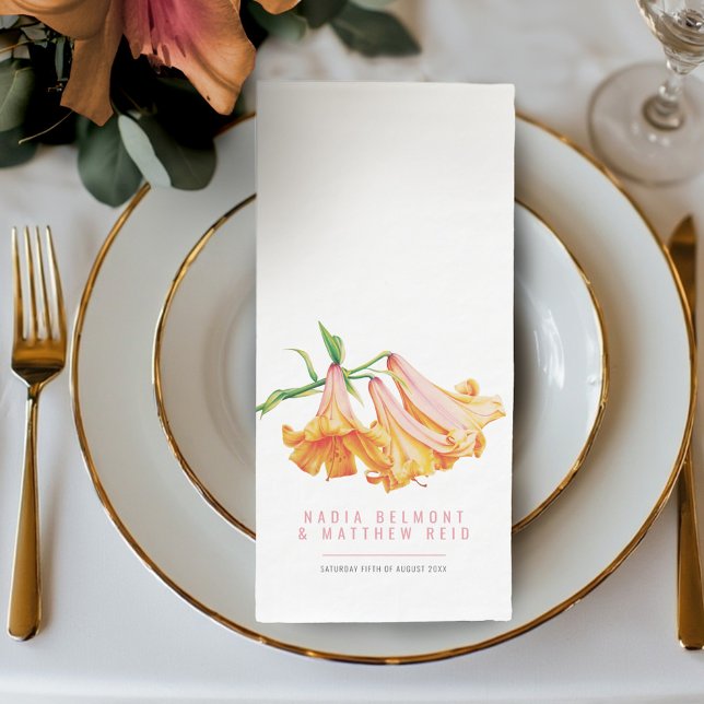 Serviette En Papier Fleur de lys orange aquarelle mariage (Créateur téléchargé)