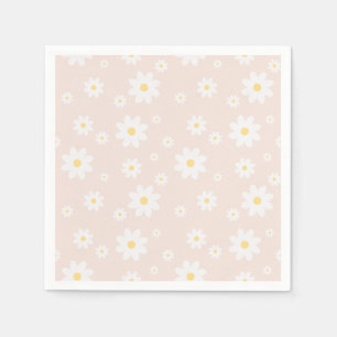 Serviette En Papier Fleur de marguerite blanche classique