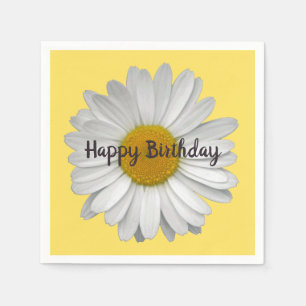 Serviette En Papier Fleur de marguerite blanche très simple sur jaune