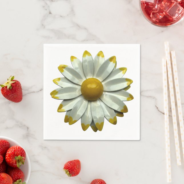 Serviette En Papier Fleur de Marguerite - Mariage de Jardin Floral Pri (En situation)