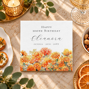 Serviette En Papier Fleur de naissance de novembre pour 100e anniversa