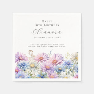 Serviette En Papier Fleur de naissance personnalisée de septembre pour
