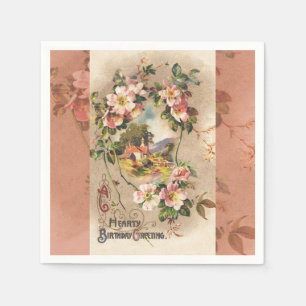 Serviette En Papier Fleur de naissance victorienne de l'époque 1800
