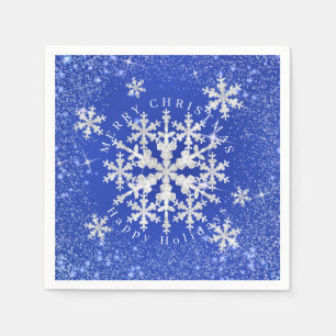 Serviette En Papier Fleur de neige Bleu Blanc