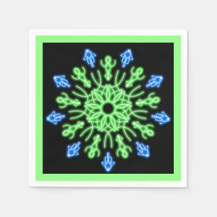 Serviette En Papier Fleur de néon vert et bleu