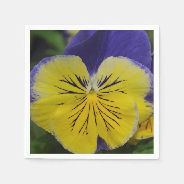 Serviette En Papier Fleur de pansement jaune et violet (Devant)