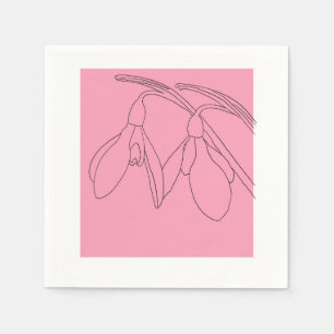 Serviette En Papier Fleur de perce-neige rose et noire
