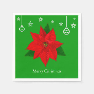 Serviette En Papier Fleur de Poinsettia en vert