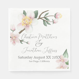 Serviette En Papier Fleur de pomme d'aquarelle romantique