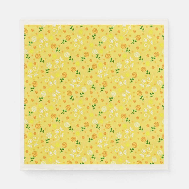 Serviette En Papier Fleur de printemps jaune (Devant)
