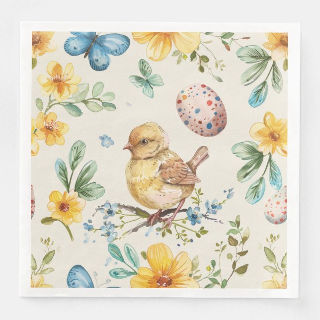 Serviette En Papier Fleur de printemps Pâques 2 (Devant)
