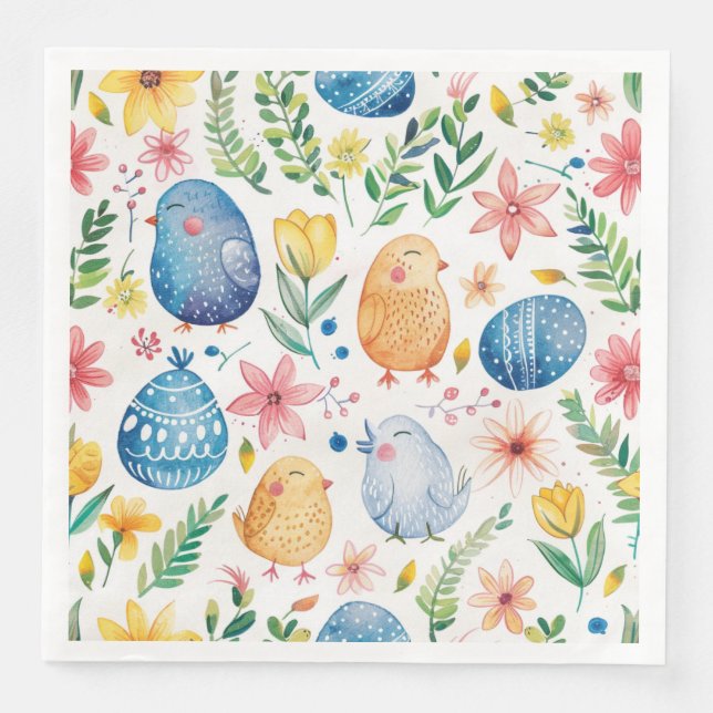 Serviette En Papier Fleur de printemps Pâques 3 (Devant)