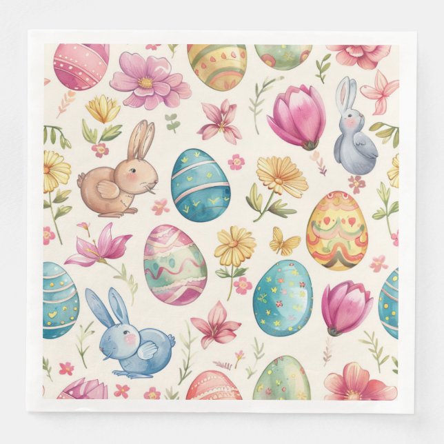 Serviette En Papier Fleur de printemps Pâques 6 (Devant)