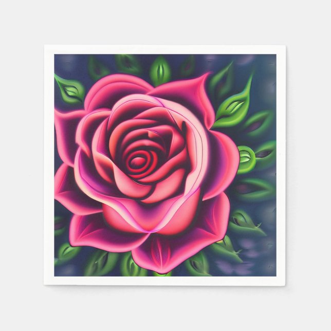 Serviette En Papier Fleur de rose rose romantique Abstraite (Devant)