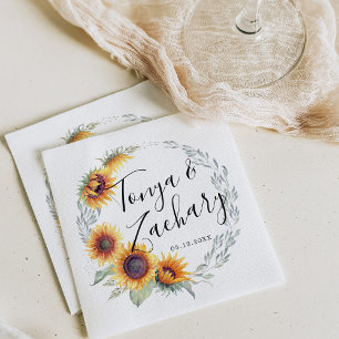 Serviette En Papier Fleur de soleil rustique   MARIAGE