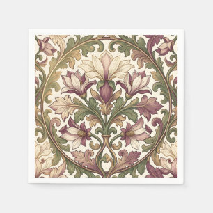 Serviette En Papier Fleur de style victorien ornée de couleur pourpre 