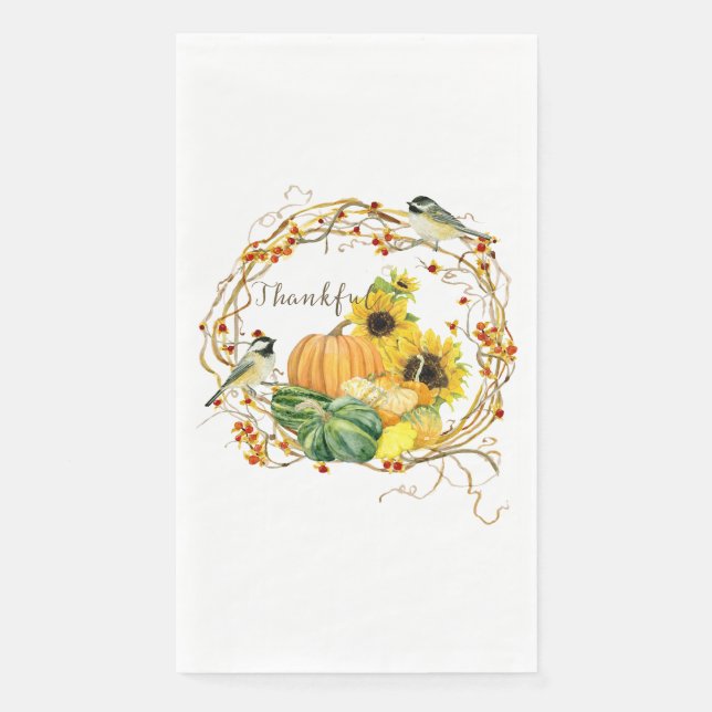 Serviette En Papier Fleur de tournesol Thanksgiving Merci Citrouille a (Devant)