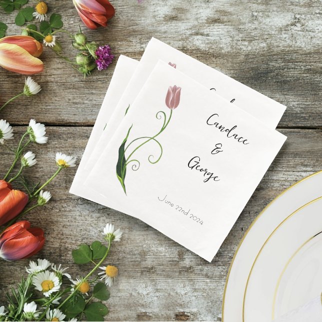 Serviette En Papier Fleur de tulipe rose (Créateur téléchargé)