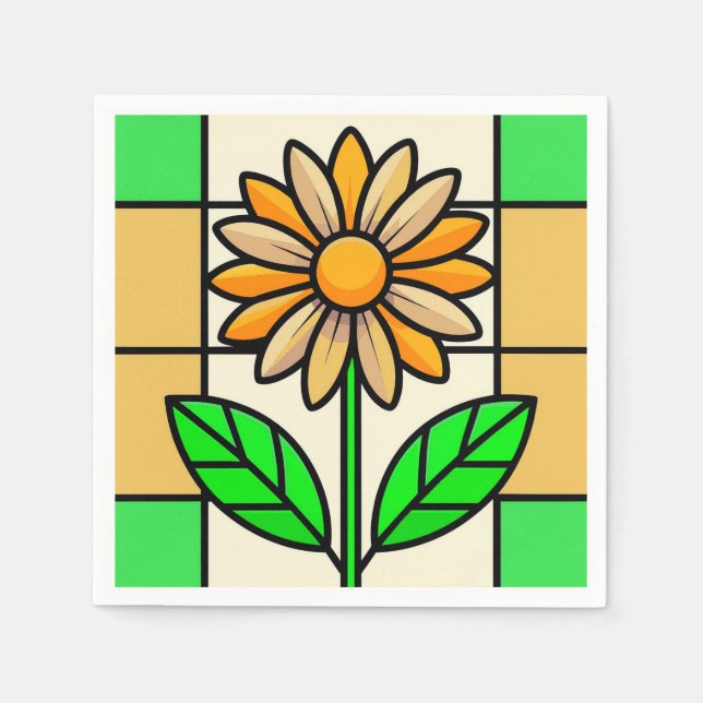 Serviette En Papier Fleur de verre tendu (Devant)