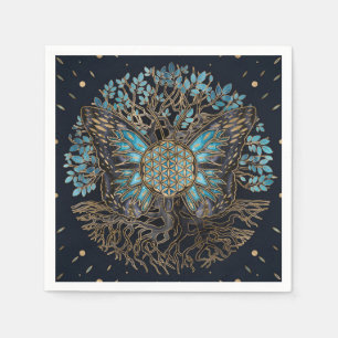 Serviette En Papier Fleur de vie - Arbre de vie - Papillon