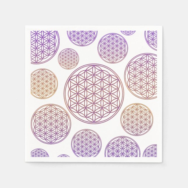 Serviette En Papier Fleur de vie / Blume des Lebens - Violet motif (Devant)