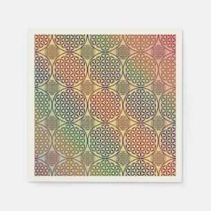 Serviette En Papier Fleur de vie - motif de grunge de timbre 1