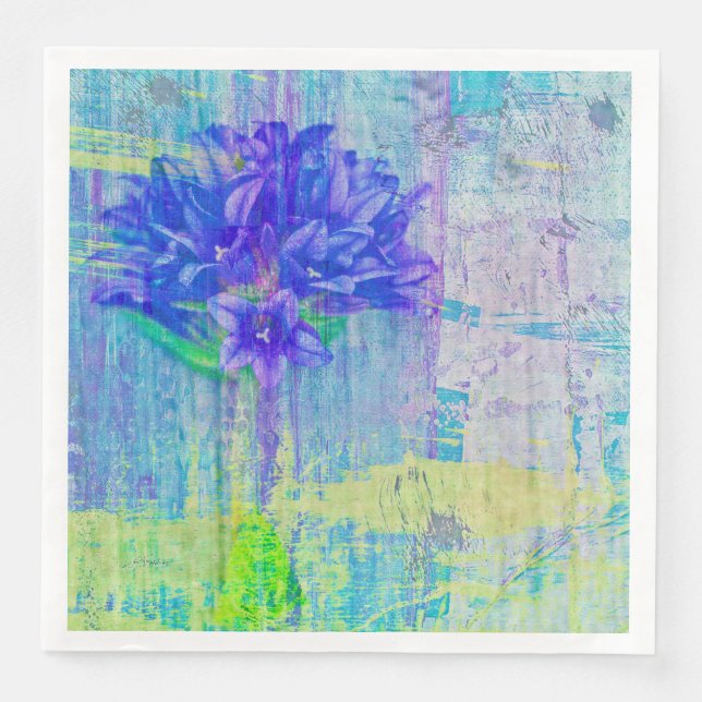 Serviette En Papier Fleur de violet bleu (Devant)