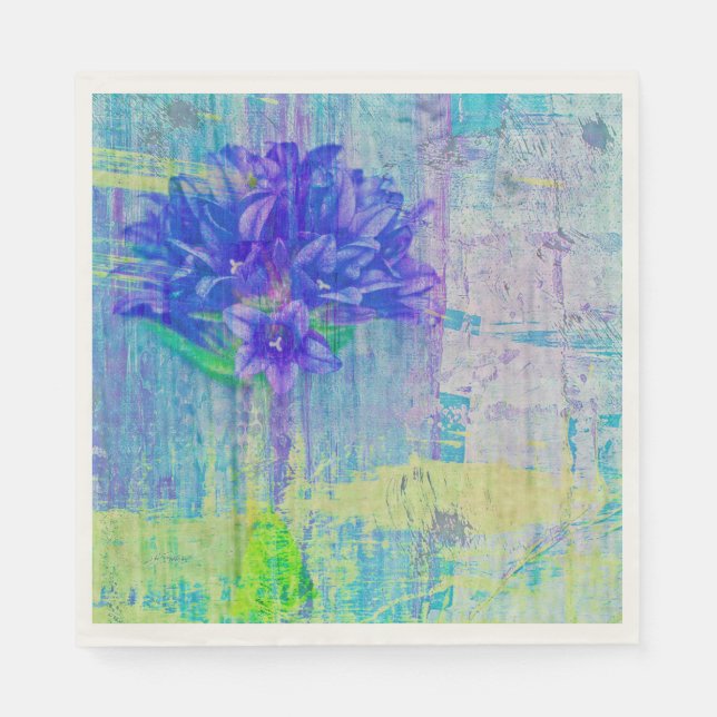 Serviette En Papier Fleur de violet bleu (Devant)