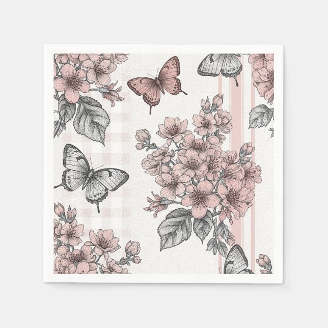 Serviette En Papier Fleur d'élégant papillon (1) (Devant)