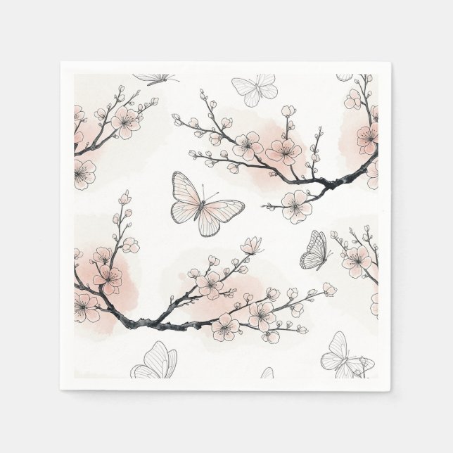 Serviette En Papier Fleur d'élégant papillon (10) (Devant)