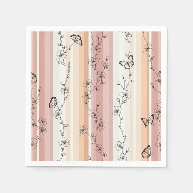 Serviette En Papier Fleur d'Élégant Papillon (11) (Devant)