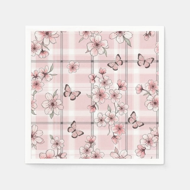Serviette En Papier Fleur d'élégant papillon (2) (Devant)