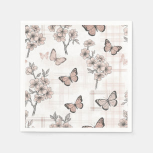 Serviette En Papier Fleur d'élégant papillon (4)
