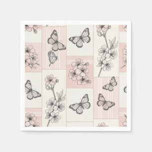 Serviette En Papier Fleur d'Élégant Papillon (5)