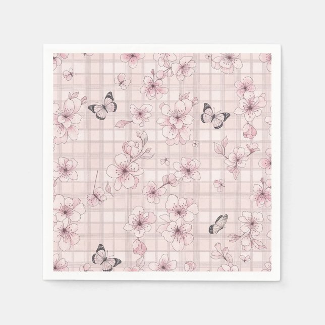 Serviette En Papier Fleur d'Élégant Papillon (7) (Devant)
