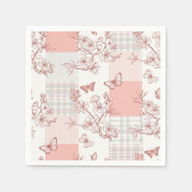 Serviette En Papier Fleur d'Élégant Papillon (9) (Devant)